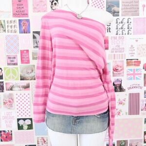 pink striped one shoulder top size large